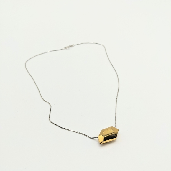 Geometric 18kt Gold-plated Slide Pendant on Italian Sterling Silver Chain - Picture 4 of 4
